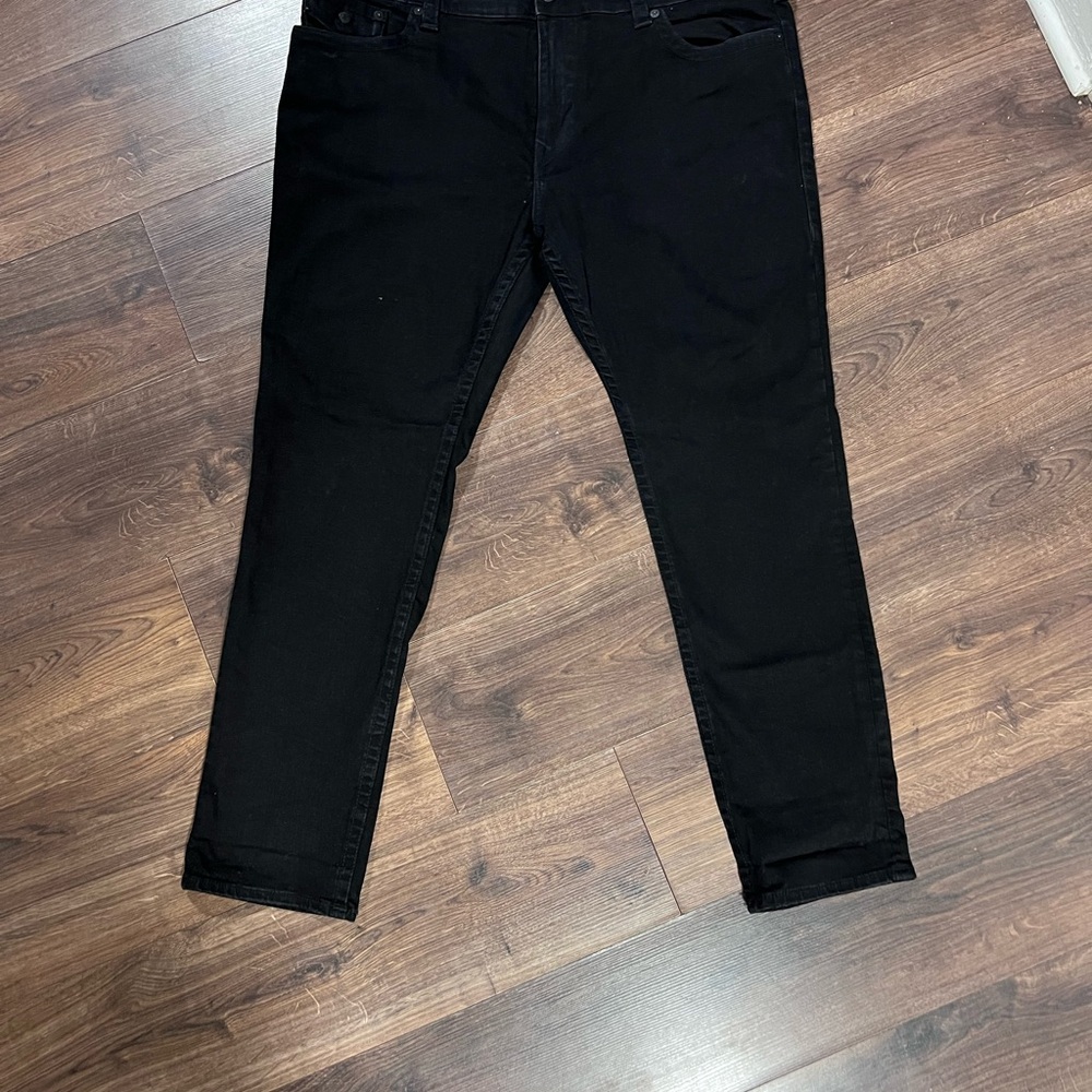 Vintage True Religion Men's Jet Black Skinny Jeans with back flap pockets